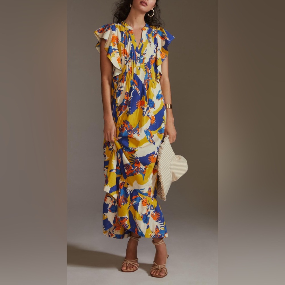 Anthropologie Linen Maxi Dress
